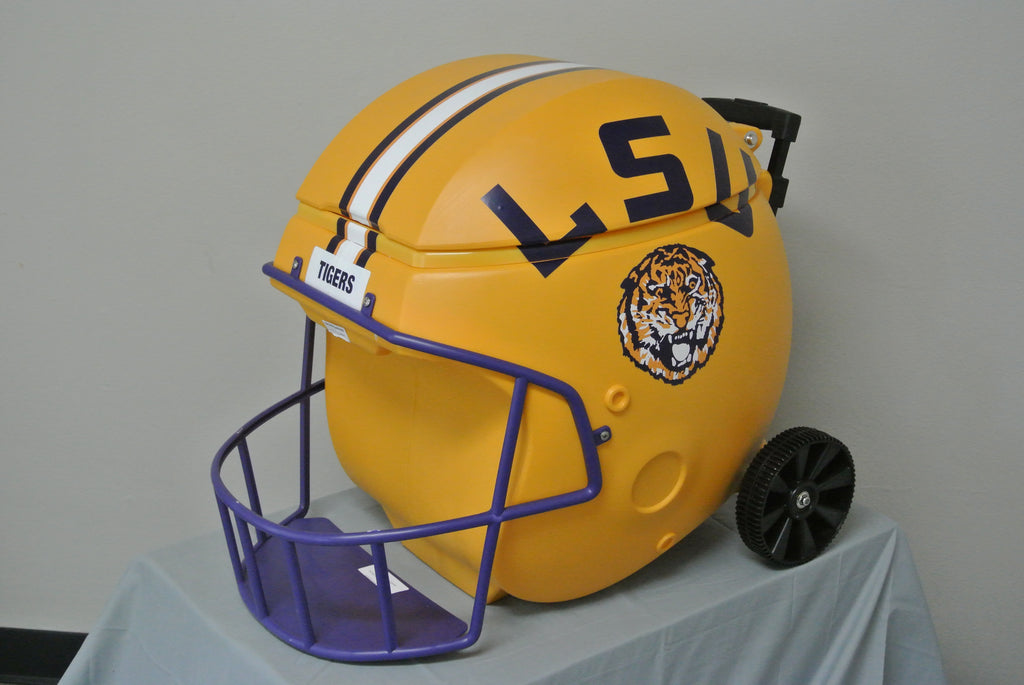 LSU Gold Football Helmet Shaped 40 quart Ice Chest