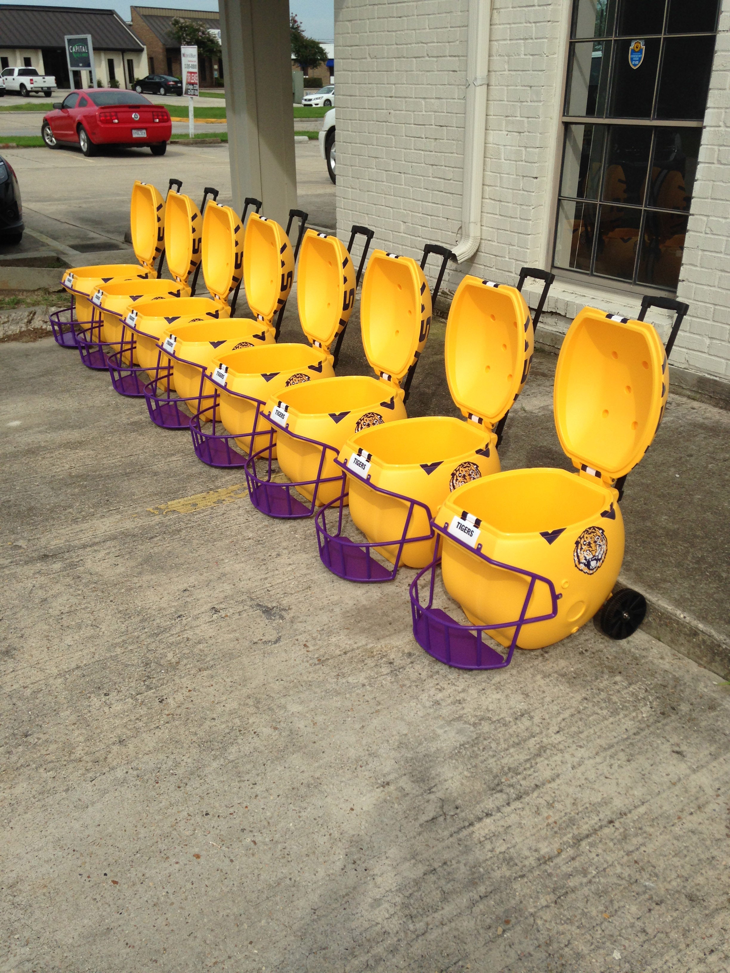 LSU Gold Football Helmet Shaped 40 quart Ice Chest