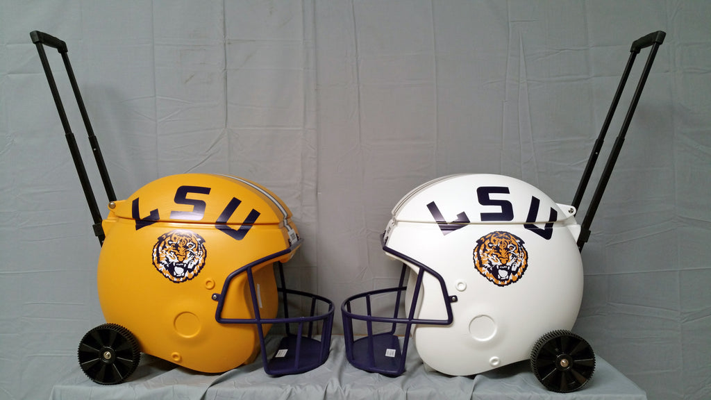LSU White Football Helmet Shaped 40 quart Ice Chest